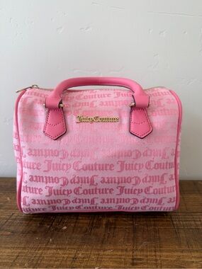 Juicy Couture Pink Monogram Speedy Handbag Double Satchel Missing Long Strap